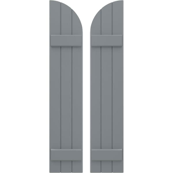 Ekena Millwork Americraft 3-Board (2 Batten) Wood Joined Board-n-Batten Shutters w/ Arch Top, ARW101BQ311X77CHH, PR ARW101BQ311X77CHH - main